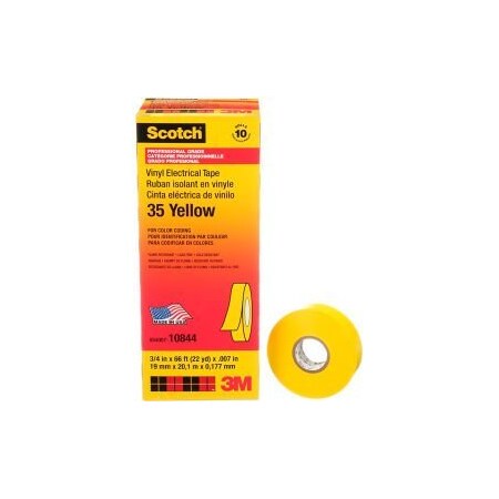 3M 3M Scotch® Vinyl Electrical Color Coding Tape 35-Yellow, 3/4" X 66' - Pkg Qty 10 80610833966